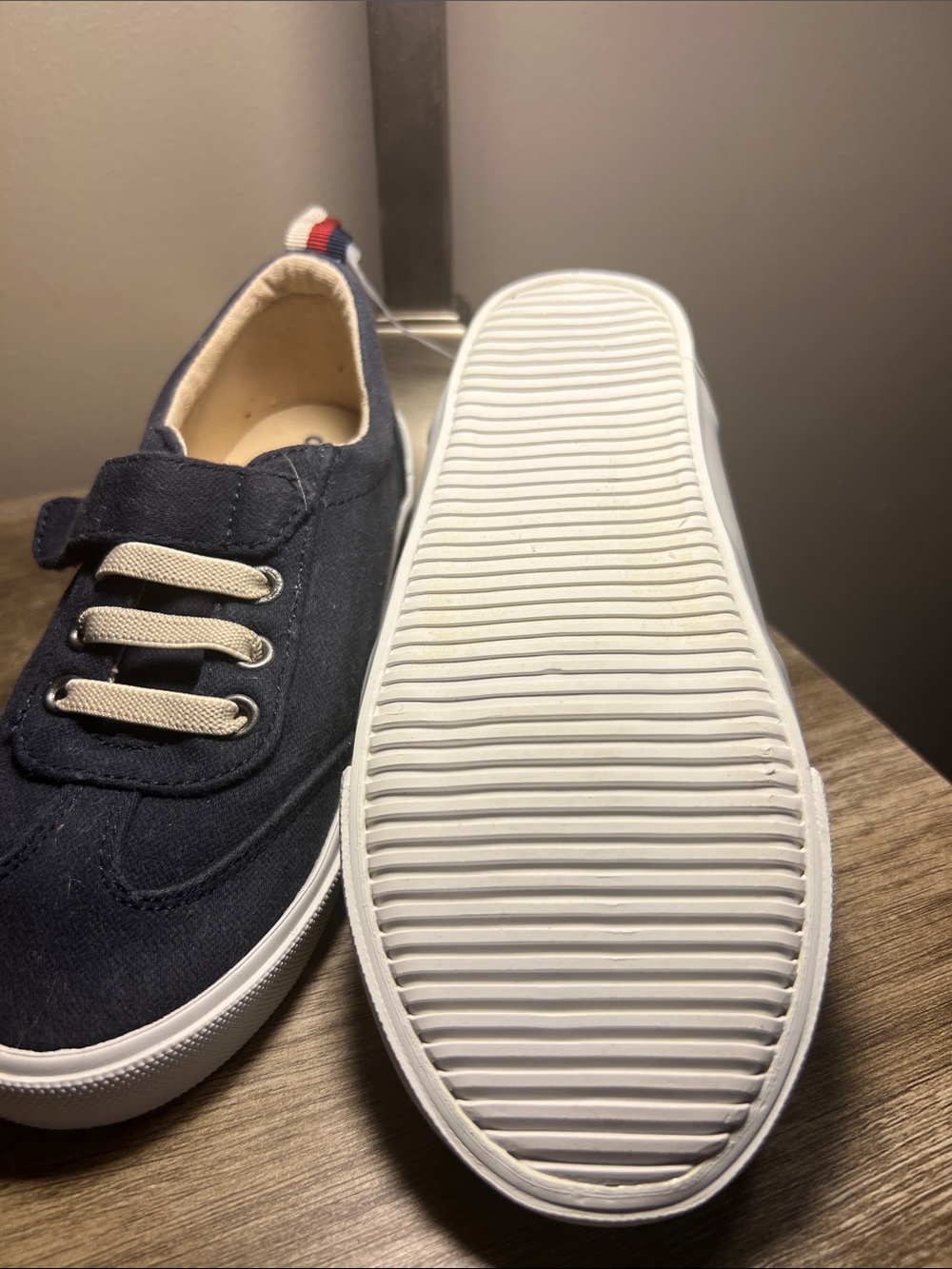 Old Navy Navy Canvas Kids Sneakers with Cream Accents stock (23) - Picture 7 of 8